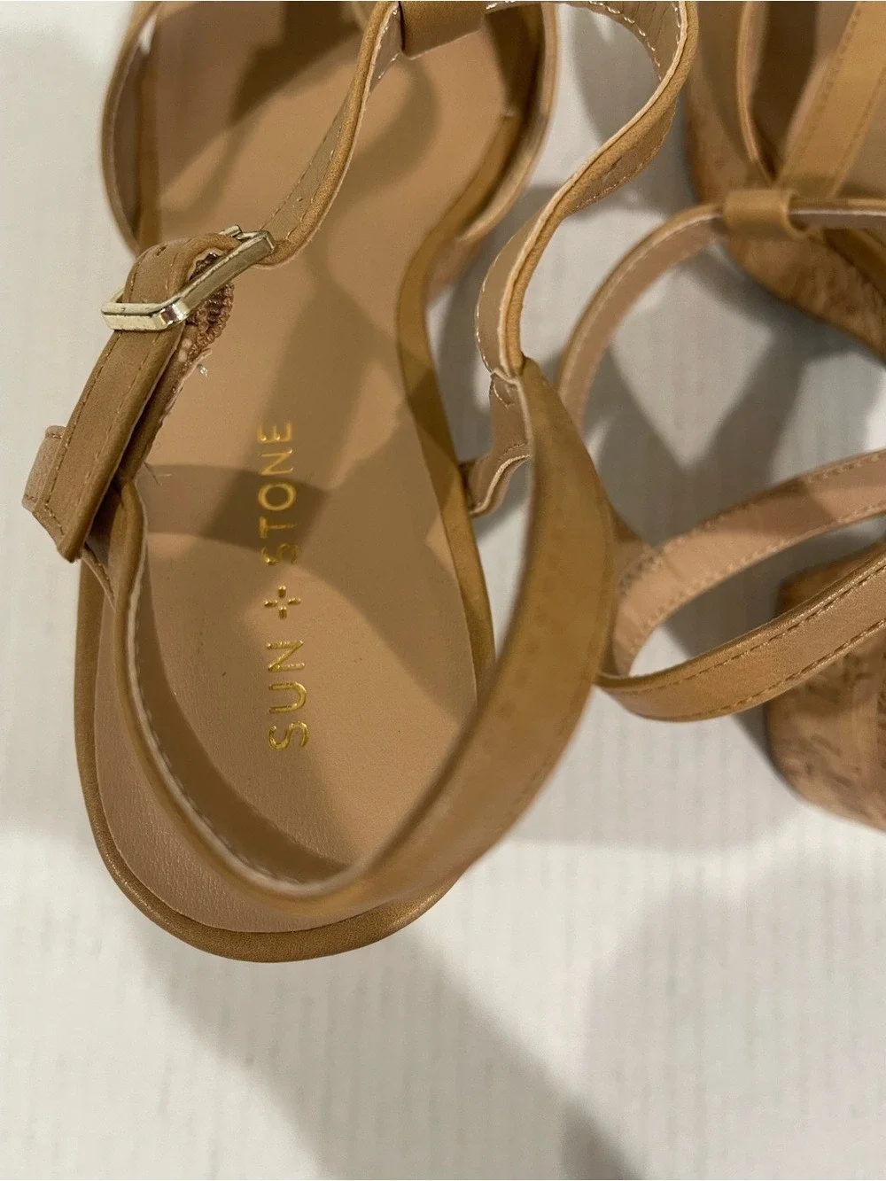 Women’s Sun + Stone Tan Cork Platform Sandals Size 11 US!